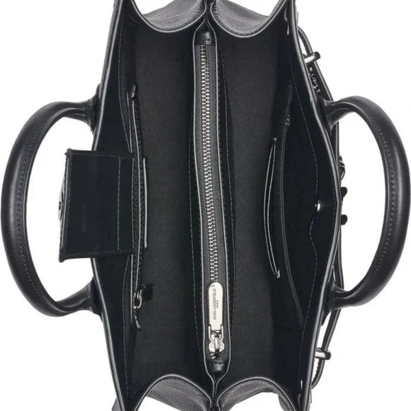 NWT KARL LAGERFELD PARIS Cerise Leather Satchel - Picture 2 of 5